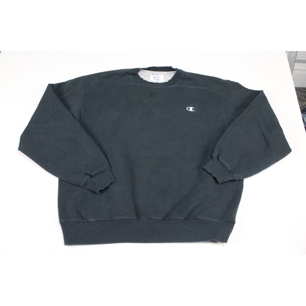 Champion Men Black Sweater Eco Sweater Long Sleeve Crew Neck Size XL